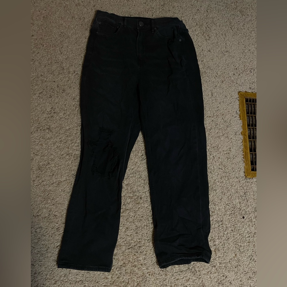 American Eagle Black Ripped Mom Jeans